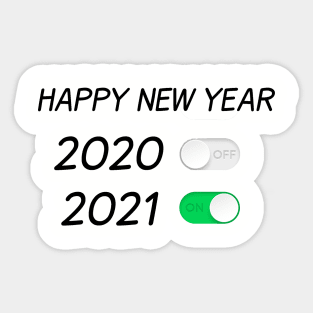 Happy New Year On Off Button 2020 2021 Sticker